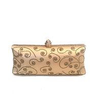 Ladies Vintage Gold Evening Clutch Decorated with Crystals