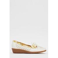 Laser Cut Out Laced Wedge Loafers