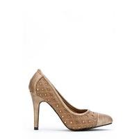 Laser Cut Quilted Star Metallic Heel Pumps