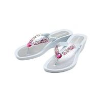 ladies diamante trim t bar embellished summer wedge flip flop sandal m ...