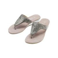 Ladies Bead Embellished wedge T Bar summer sandals Heel height 1.25 inches/3cm - Grey