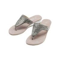 Ladies Bead Embellished wedge T Bar summer sandals Heel height 1.25 inches/3cm - Grey