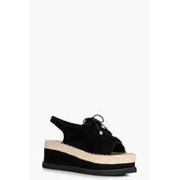 lace up espadrille flatform black