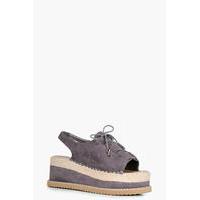 lace up espadrille flatform grey