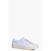 Lace Up Star Contrast Trainer - blue