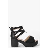 Lace Up Two Part Cleated Sandal - black
