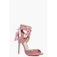 Lace Up Peeptoe Sandal - blush