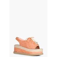 lace up espadrille flatform peach