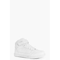 Lace Up Velcro Strap High Top - white