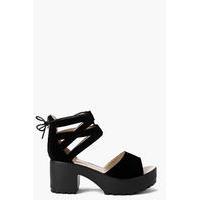 Lace Up Two Part Cleated Sandal - black