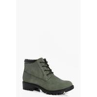 Lace Up Cleated Hiker Boot - khaki