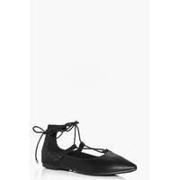 lace up pointed ballet black