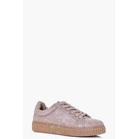 Lace Up Chunky Sole Trainer - stone