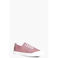 lace up canvas pump pink