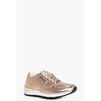 lace up retro trainer rose gold