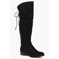 lace back knee boot black