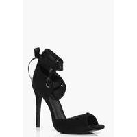 lace up peeptoe sandal black