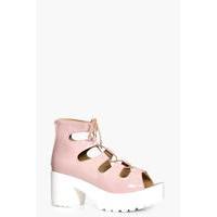 lace up cleated sandal pink