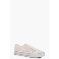 lace sequin detail canvas white