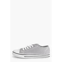 Lace Up Canvas Flat - grey