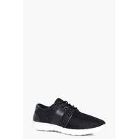 Lace Up Shimmer Trainer - black