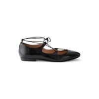 Lace-up ballerina flats in smooth leather, HUESA