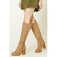 Lace-Up Faux Suede Boots