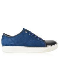 lanvin patent toe cap suede trainers