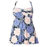 Large Floral Print Swimdress, Navy