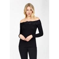 lace trim bardot top