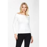 lace trim bardot top