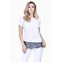 LACE INSERT WOVEN TOP