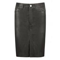 Lambeth Black Leather Denim Pencil Skirt