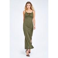 LATTICE FRONT RIBBED MAXI DRESS