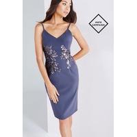 lavender grey cami dress with gold sequin