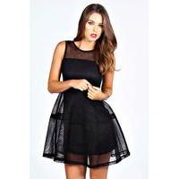 Lantern Net Dress - black