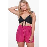 Lacey Chiffon Beach Short - cerise