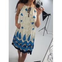 Laurielle blue drape printed summer dress