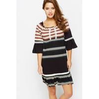 Lace Trim Multi Stripe Tunic