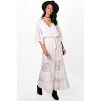 Lace Panelled Maxi Dress - white