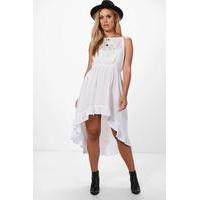 Lara Crochet Lace Boho Midi Dress - white