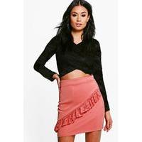 lace ruffle front mini skirt rose