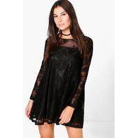 Lace Trapeze Dress - black