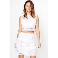 lace peplum top and skirt co ord cream