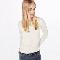 Lambswool Cable Crewneck Jumper - Offwhite