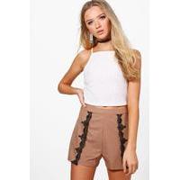 lace trim woven shorts sand