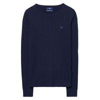 Lambswool Cable Crewneck Jumper - Evening Blue
