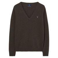 Lambswool V-neck Jumper - Brown Melange