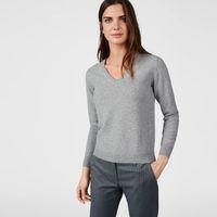 Lambswool V-neck Jumper - Grey Melange