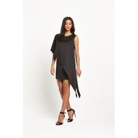 Lavish Alice Asymmetric Overlay Mini Dress